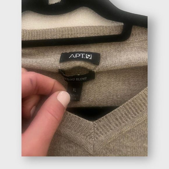 Men's Tan Pullover Merino Wool Blend Sweater - Picture 3 of 5